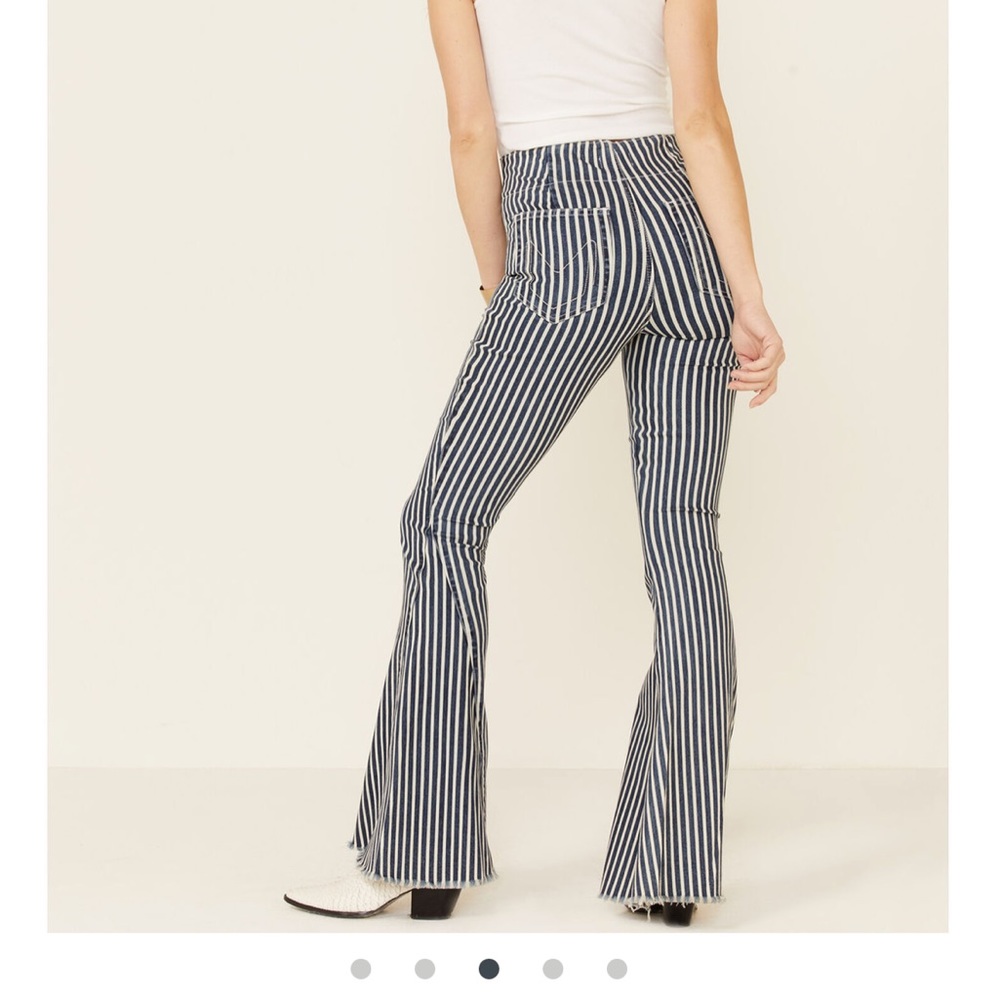 Show Me Your MuMu Striped Flare Jeans - Blue and White